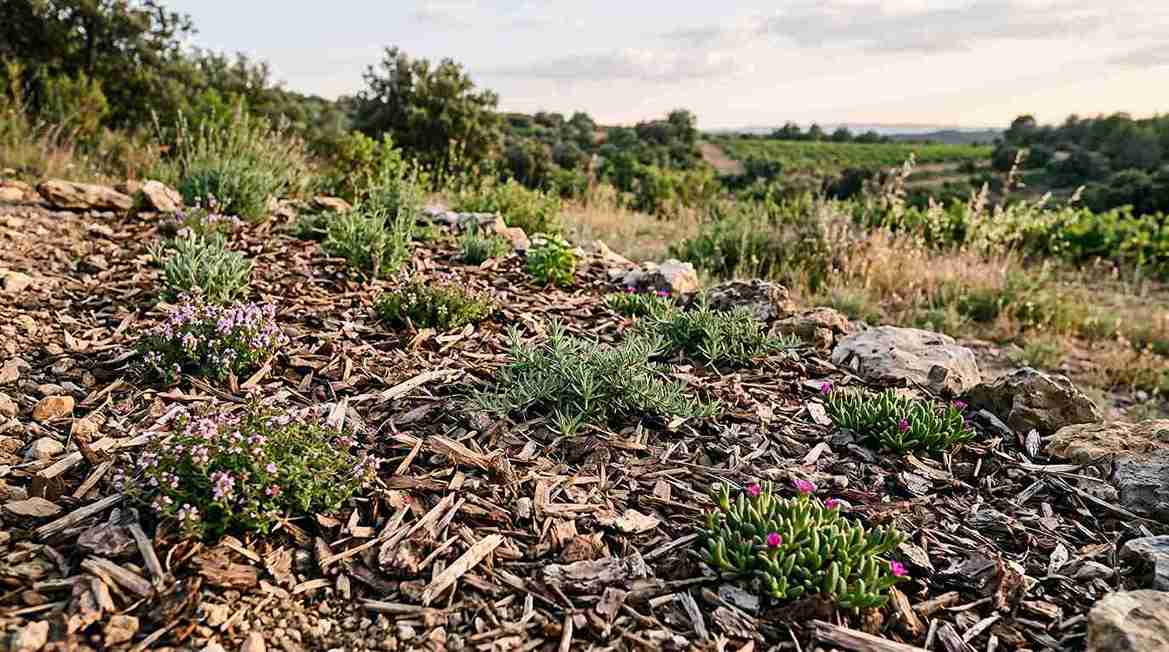 Couvre-sol méditerranéen en jardin sec