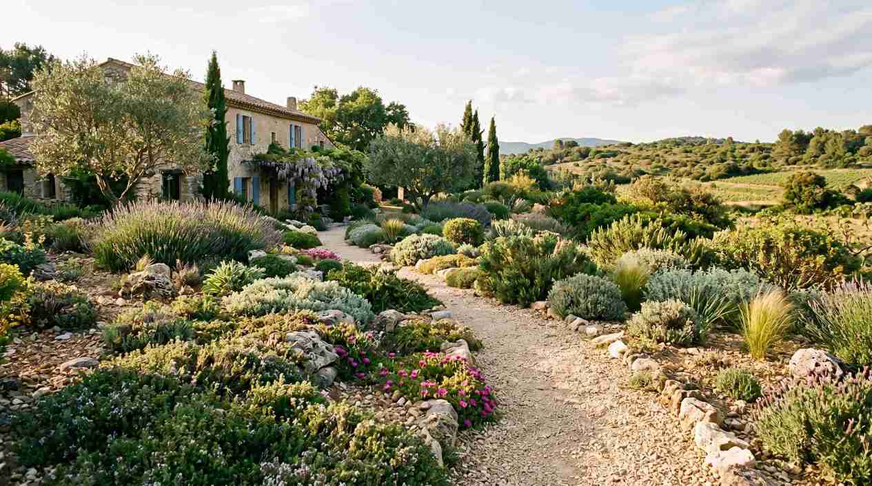 Couvre-sol méditerranéen en jardin sec